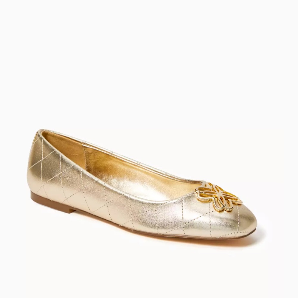 NWOT Lilly pulitzer Gold Patina Ballet Flat